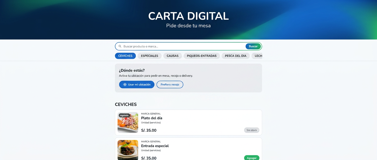 Carta digital con QR del restaurante
